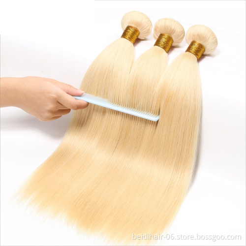 613 brazilian bundle closure human hair lace frontal raw virgin hair weave body wave straight hair russian blonde